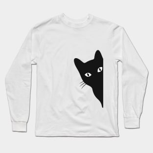 Sneaky Cat Behind The Corner Funny. Long Sleeve T-Shirt